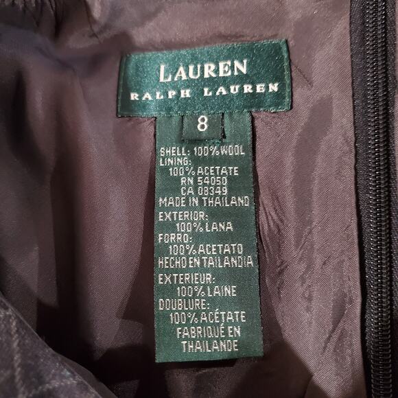 Vtg Lauren Ralph Lauren Wool Diamond Windowpane Sheath Dress Size 8 Academia - Picture 10 of 14